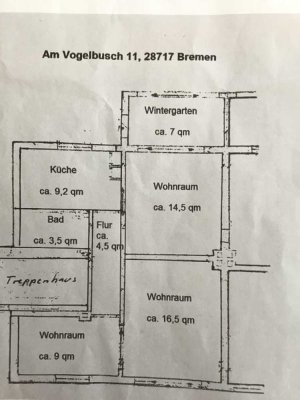3 Zimmer Wohnung mit Wintergarten, Terrasse, Garten und Garage in Bremen-Lesum