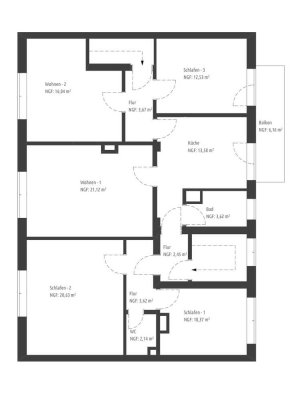Kernsanierte 5-Raum-WG mit Balkon und Einbauküche in Pforzheim