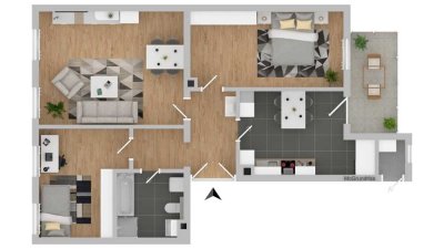 3-Raum Wohnung mit Balkon in Top-Zustand