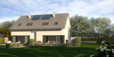Energieeffizientes Bauen. Zweifamilienhaus. Nachhaltige Lösungen für eine grüne Zukunft