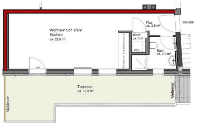 1-Zimmer-WHG mit Dachterrasse, Laminat,...! Erstbezug nach DG-Aufstockung