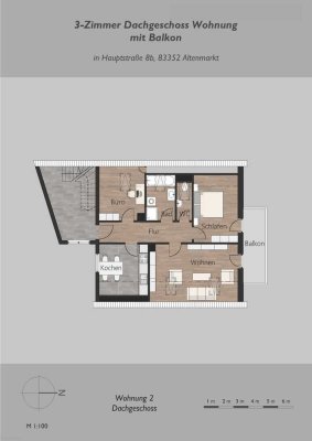 3-Zimmer-Dachgeschosswohnung mit Balkon in Altenmarkt an der Alz