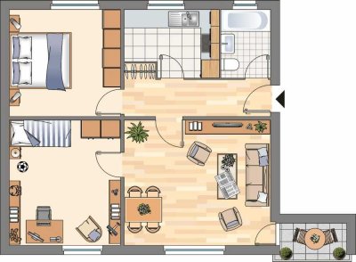 3-Zimmer-Wohnung in Flensburg Weiche mit Bakon u. EBK