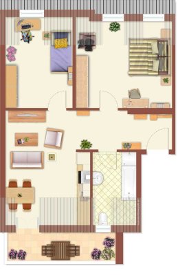 3 Raum Dachgeschosswohnung mit Aufzug und Balkon