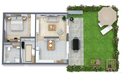 Moderne 2 Zimmer Wohnung mit Garten und 2 Tiefgaragenplätzen in Graz - St. Peter und ruhiger Lage!