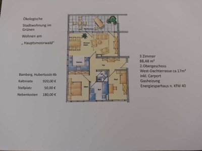 Schöne und gepflegte 3-Zimmer-Dachgeschosswohnung mit Balkon und EBK in Bamberg