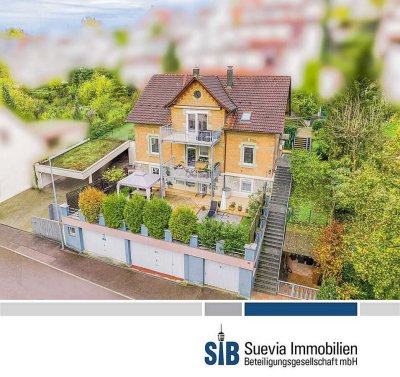 Charmantes Mehrfamilienhaus mit Potenzial von 4 Wohnungen, 2 Doppelgaragen und Garten in Bietigheim