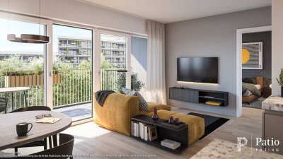 2-Zi-Whg in Süd-West-Ausrichtung mit Duschbad und extragroßem Balkon zum Innenhof