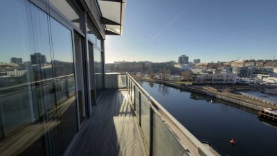 Penthouse mit unverbauten Spreeblick, Terrasse & Garage am Wikingerufer - 3 Zimmer