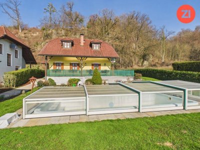 Gepflegtes Einfamilienhaus mit Pool, Wellnessbereich, Sauna und Gartenoase in Ottensheim