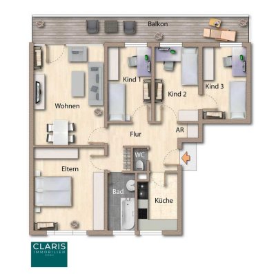 Großzügige 5-Zimmer-Wohnung mit Balkon – flexibel nutzbar, auch zur Eigennutzung geeignet