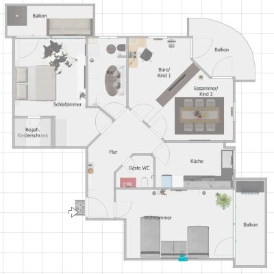 Attraktive 4-Zimmer Wohnung mit 3 Balkone und Aufzug und TG in Bönnigheim
