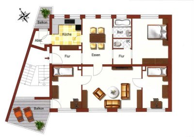 Halbhöhenlage von Stuttgart Erstbezug n. Sanierung, EBK, 2XBalkon, Stellplatz, 4,5-Zimmer-Wohnung