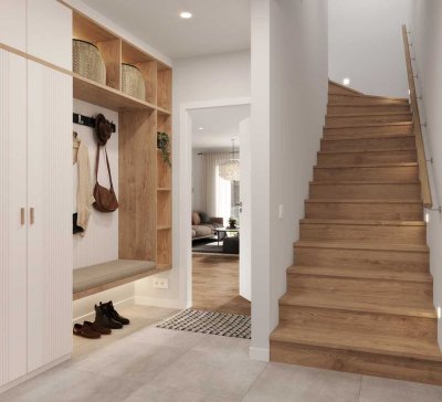 Ausgezeichnete Neubau DHH im Grünen von Geretsried-Gartenberg | ideal für Familien und Home-Office