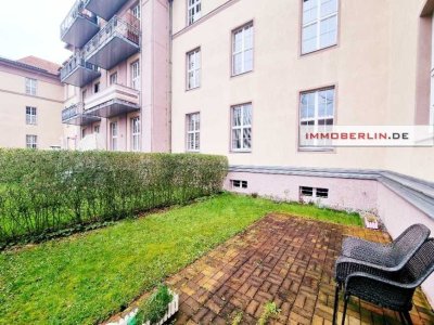 IMMOBERLIN.DE - Toplage! Helle  Altbauwohnung mit Südwestterrasse & Garten