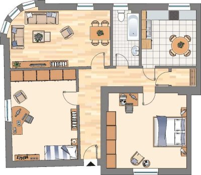 3-Zimmer-Wohnug mit großem Wohnzimmer bezugsfertig