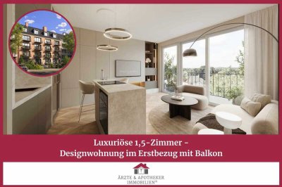 Luxuriöse 1,5-Zimmer-Designwohnung im Erstbezug mit Balkon