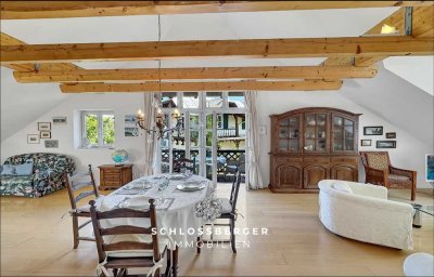 "ELEGANTE DACHGESCHOSS-WOHNUNG":  SONNIG UND RUHIG, 5 MIN ZU SCHLOSS, SEE UND S-BAHN