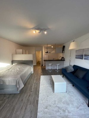 Hochwertiges vollmöbliertes 1-Zimmer-Apartment mit Einbauküche und Balkon