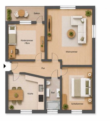 Erstbezug nach Kernsanierung – 3-Zimmer-Wohnung mit Balkon