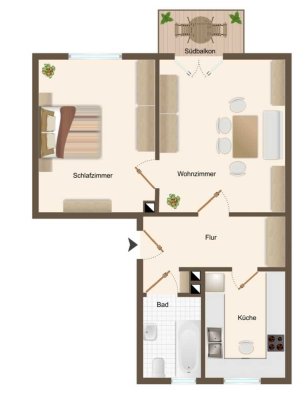 2-Zimmer-Wohnung mit Balkon