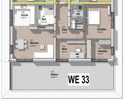 Geschmackvolle 3,5-Raum-Penthouse-Wohnung mit geh. Innenausstattung mit Balkon und EBK