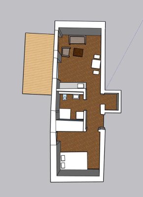 Singelappartment mit Einbauküche und Aussensitzplatz mit hohen Decken in ehemaliger Scheune