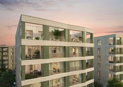 Großzügige Eigentumswohnung am Quartierspark: 4 Zimmer mit Loggia im 2. Hof der SCHWETZINGER HÖFE.