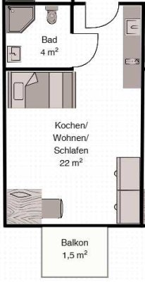 Möblierte 1-Zimmer Wohnung mit Balkon in Kohlscheid-Herzogenrath