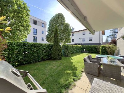 Exklusive, voll möblierte 2-Zimmer-Wohnung mit großem Privatgarten  in Bogenhausen