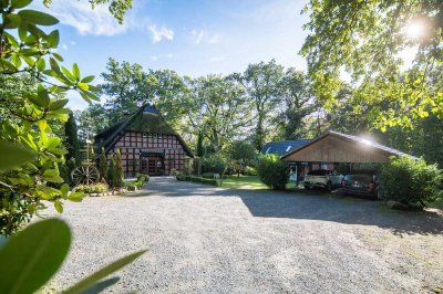 Zeitloses Einfamilienhaus mit Ferienhof auf parkähnlichem Garten direkt an der Oste