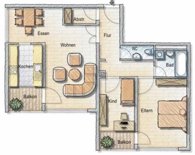 Attraktive 3 1/2-Zimmer-Wohnung mit PKW-Stellplatz