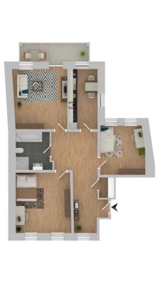 Erstbezug nach Sanierung: Helle 3-Zimmer-Wohnung zu vermieten