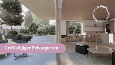Exklusive 3-Zimmer-Neubau-Erdgeschosswohnung 84 m² mit 122 m² Privatgarten und 16 m² Terrasse in Natters bei Innsbruck