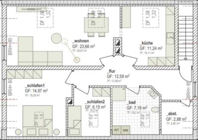 Schöne 3-Zimmer-Dachgeschosswohnung in Baustert