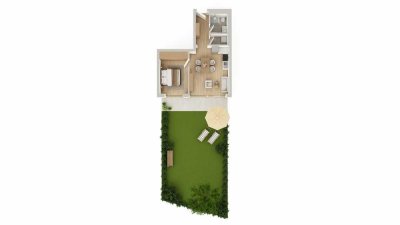 2-Zimmer Gartenwohnung mit perfektem Schnitt