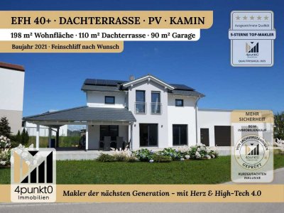 RESERVIERT - Modernes KfW-40+ EFH mit 110 m² Dachterrasse, PV & 90 m² Garage
