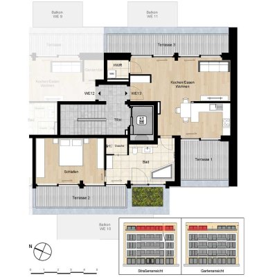 Whg. 13: 2 Zimmer im DG - rechts