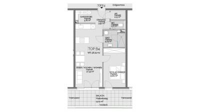 Vermietete ANLEGERWOHNUNG | 3,18% Rendite | 2-Zimmerwohnung mit Balkon in Liezen