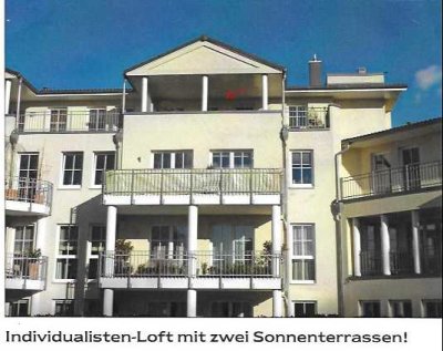 2-Zimmerwohnung, mit 2 Balkonen, sehr individuell als Loft. Wohnen mit "WOW" Effekt!