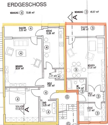 2-Zimmer Wohnung im EG mit Terrasse in Heißen, kombinierbar mit Appartement auf gleicher Ebene