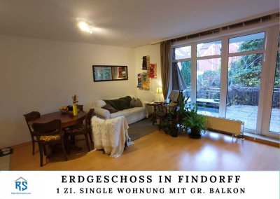 Ab 01.06.26: Erdgeschoss 1 Zi. mit großem Balkon in Findorff