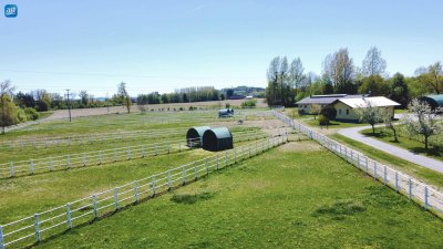 Wohnhaus, neuwertiges Pferdegestüt, eigene Zufahrt und Trainingsbahn!