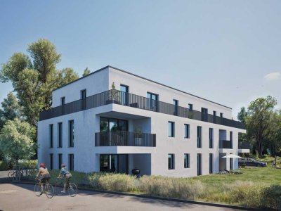 Neubau: 3-Zimmer-Wohnung im Erdgeschoss mit Süd-West-Terrasse und kleinem Garten!