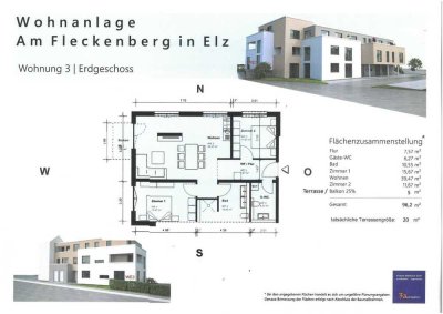 Moderne, helle 3-Zimmer-Wohnung mit Südwest-Terrasse in schöner Lage von Elz