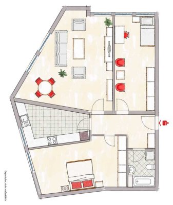 Helle 3-Zimmer Wohnung (103 m²) im Marburger Südviertel