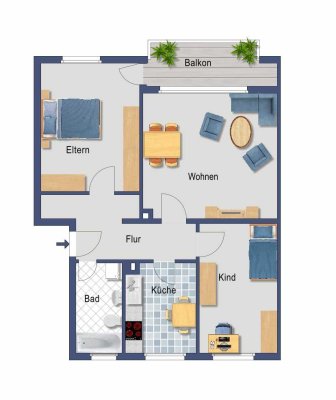 3-Zimmer-Wohnung bezugsfrei