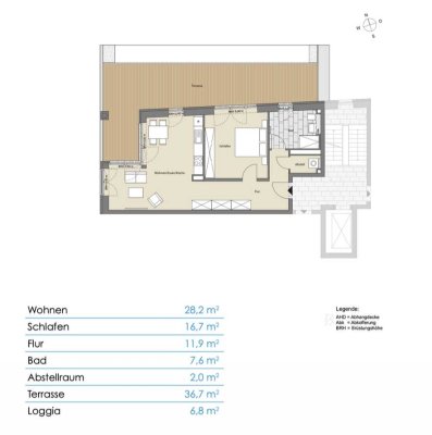 Luxuriöse 2-Zimmer Wohnung mit Loggia und Terrasse an der Förde