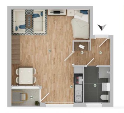 Modernes Apartment mit gehobener Ausstattung, Teilmöblierung und Balkon in Bonn-Endenich
