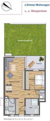 2-Zimmer-Wohnung mit privatem Garten und Einbauküche